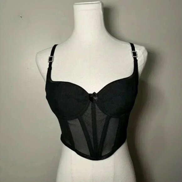 Black rhinestone details bustier S - Picture 3 of 5
